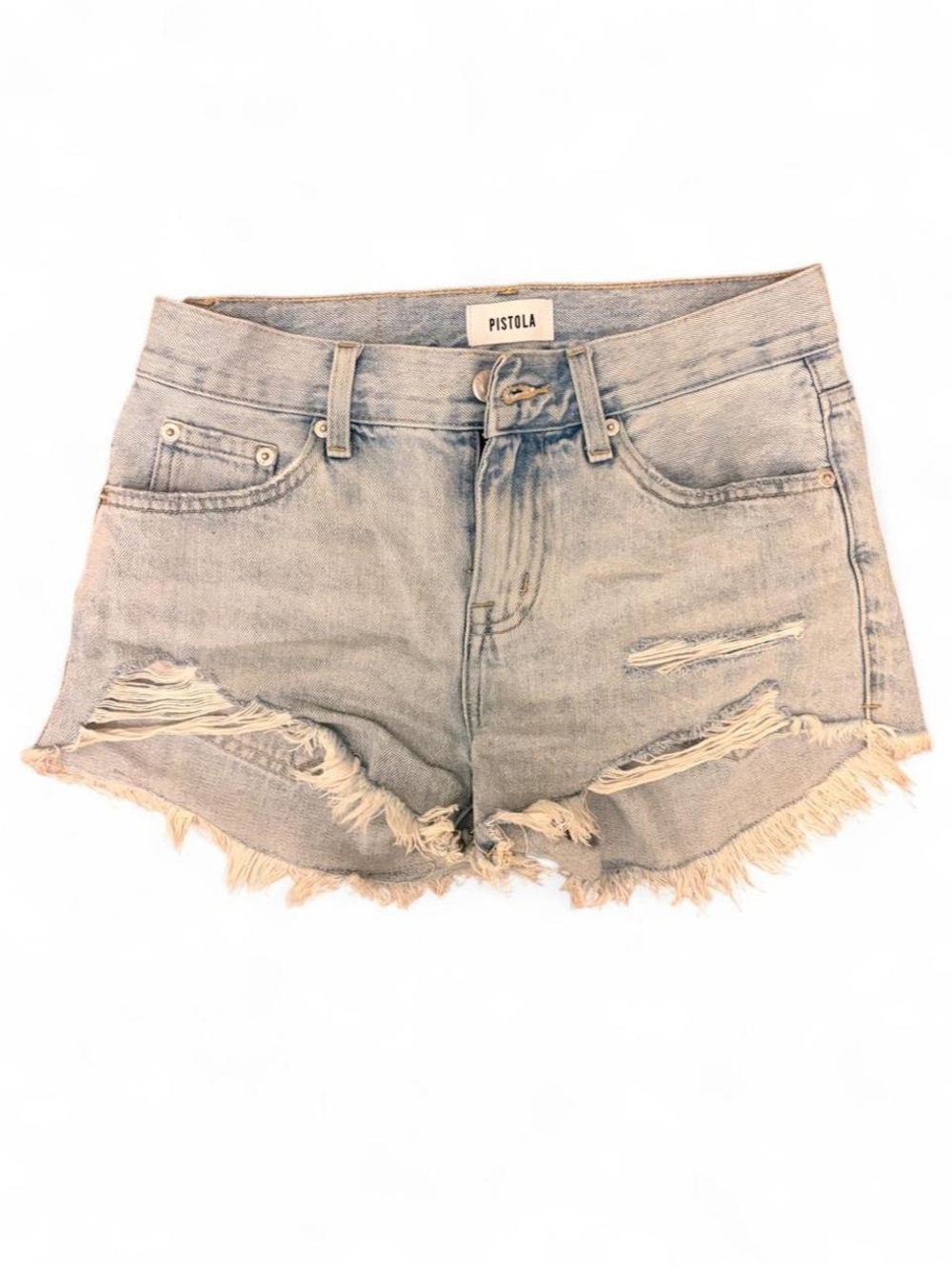 Pistola Light Blue Distressed Denim Women's Shorts